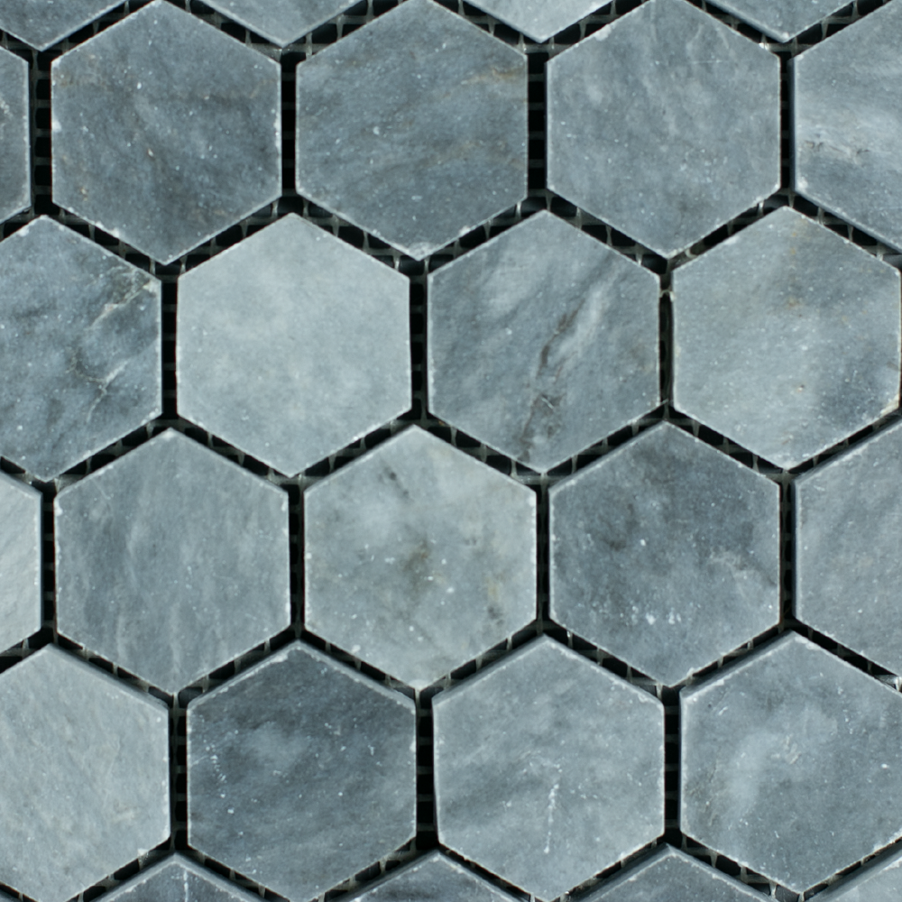 Mosaic Hexagon Plain Blue Stone
