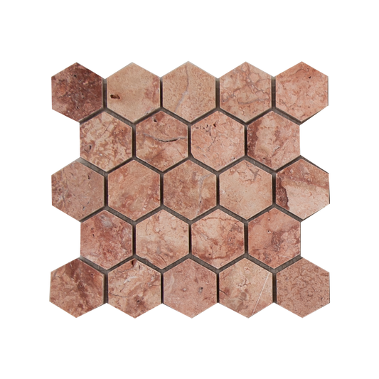 MINI SAM Mosaic Hexagon Plain Red Travertine