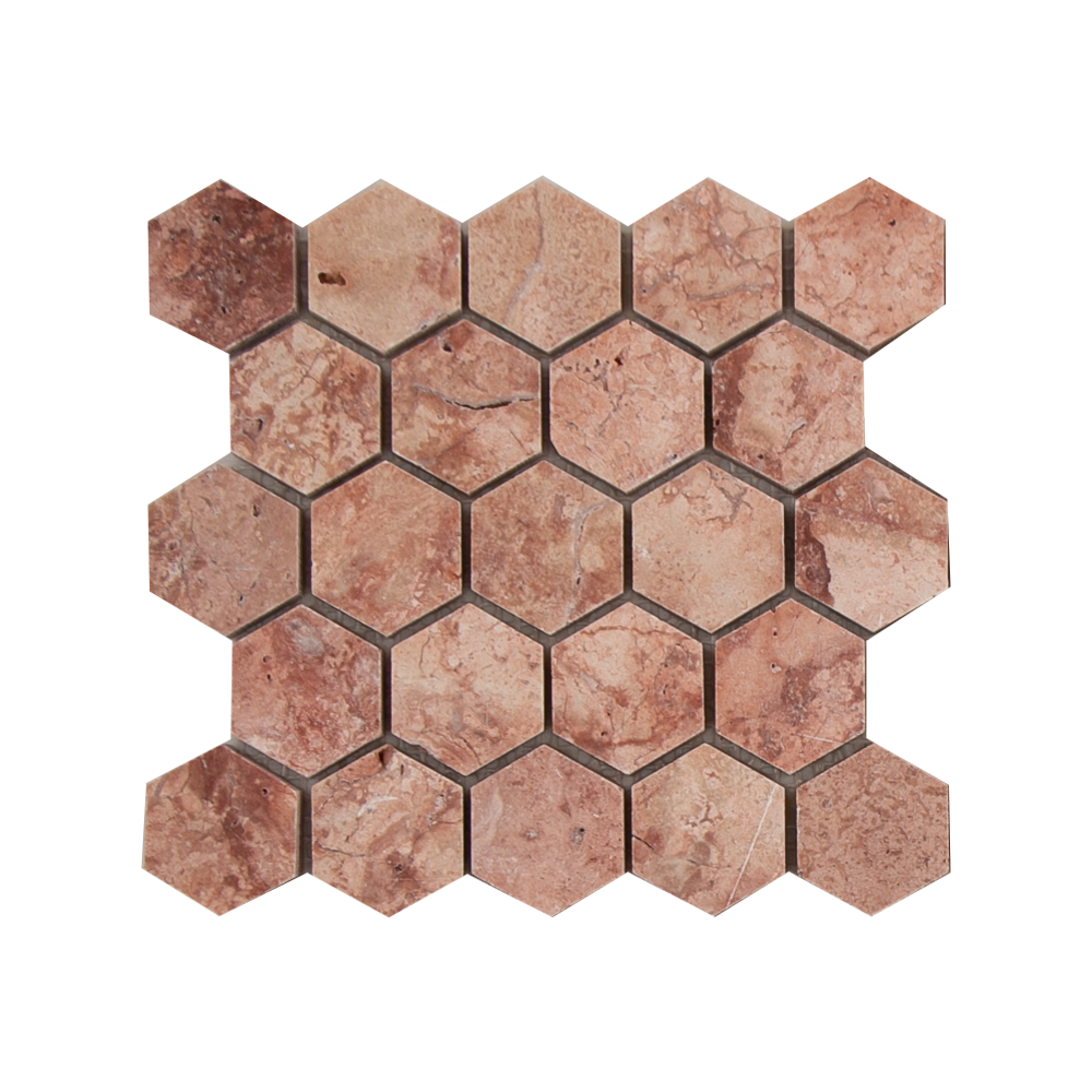 MINI SAM Mosaic Hexagon Plain Red Travertine