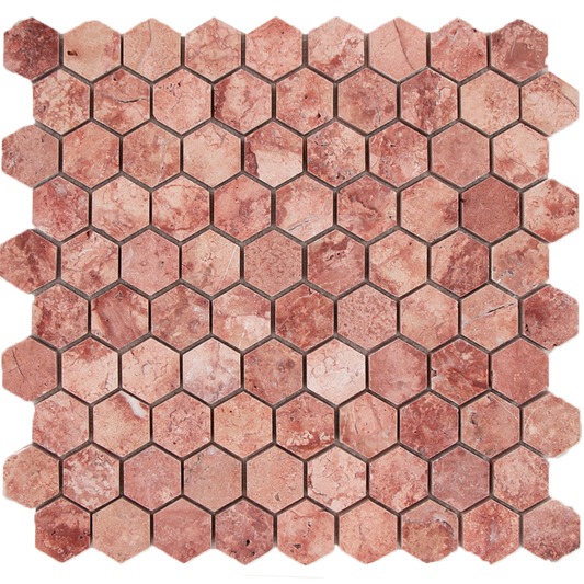 SAM Mosaic Hexagon Plain Red Travertine