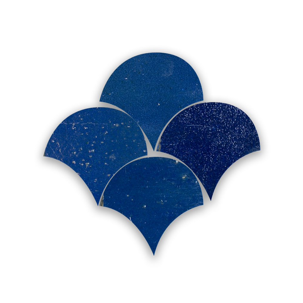 Zellige Bleu Foncee Poisson Echelles