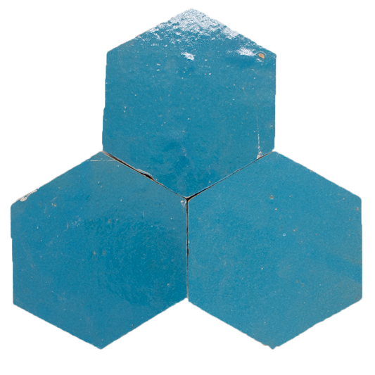Zellige Bleu Ciel Hexagone