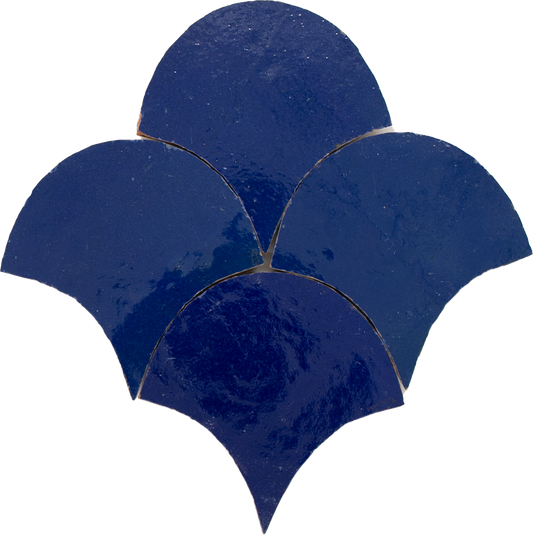 Zellige Bleu Foncee Poisson Echelles