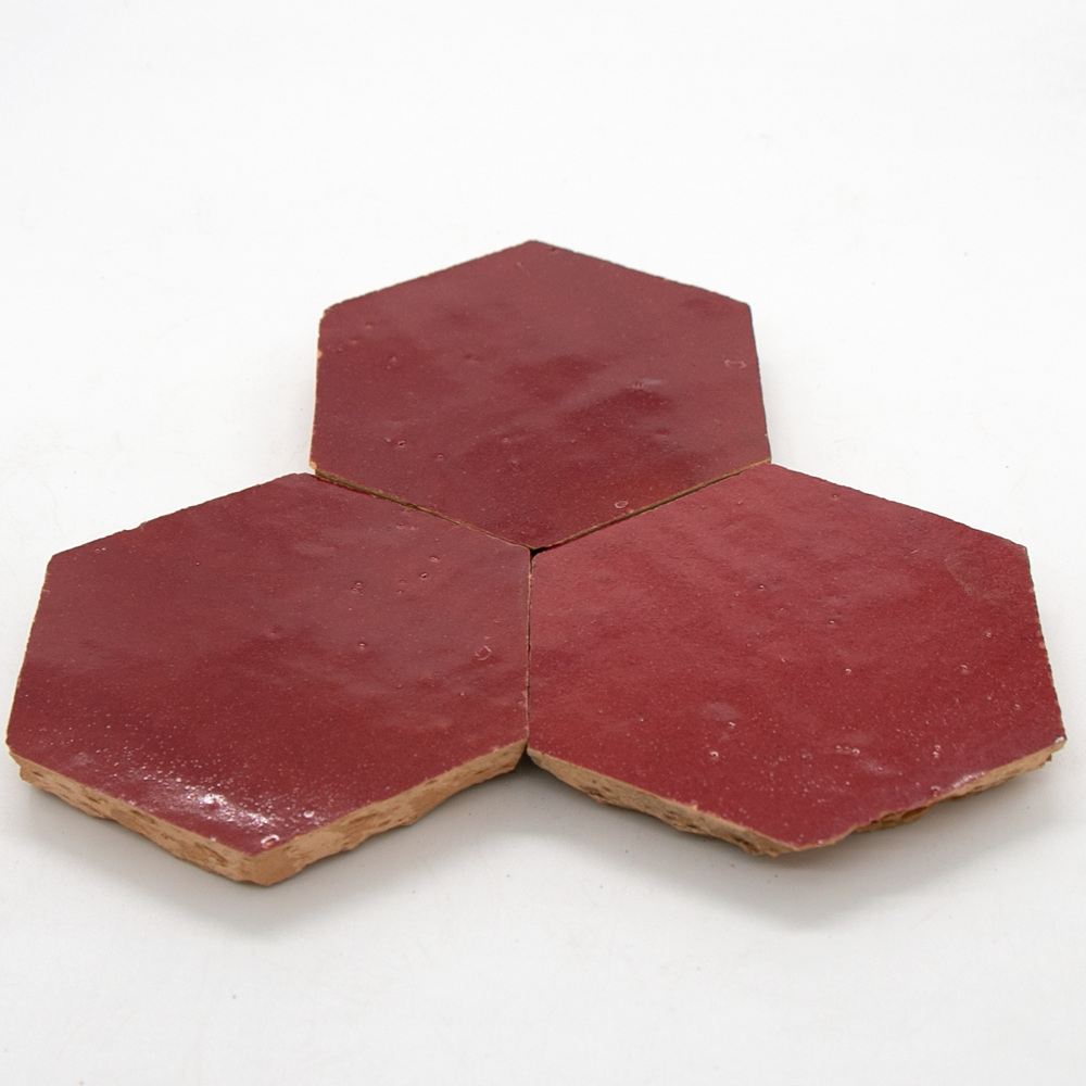 Zellige Bordeaux Rouge Hexagone