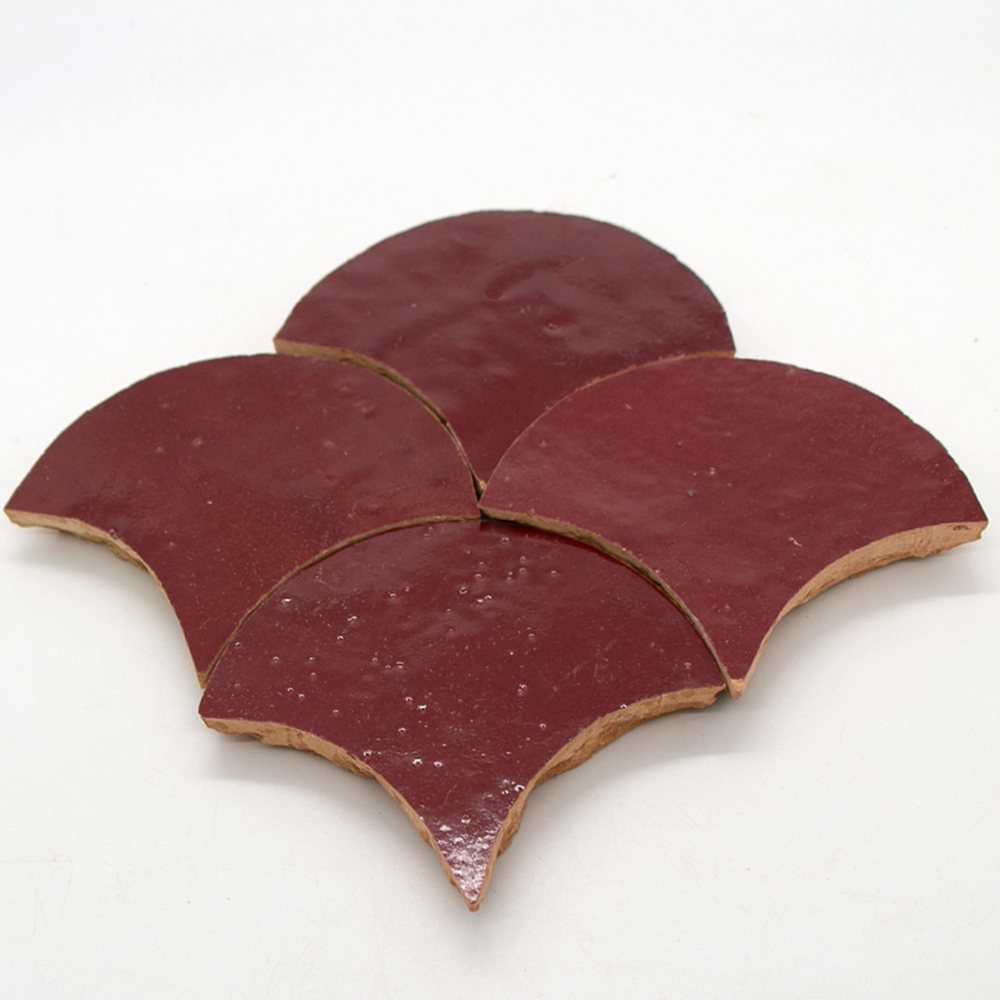 SAM Zellige Bordeaux Rouge Poisson Echelles