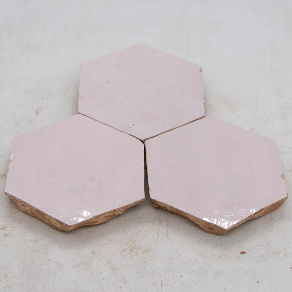 Zellige Pastel Rose Hexagone