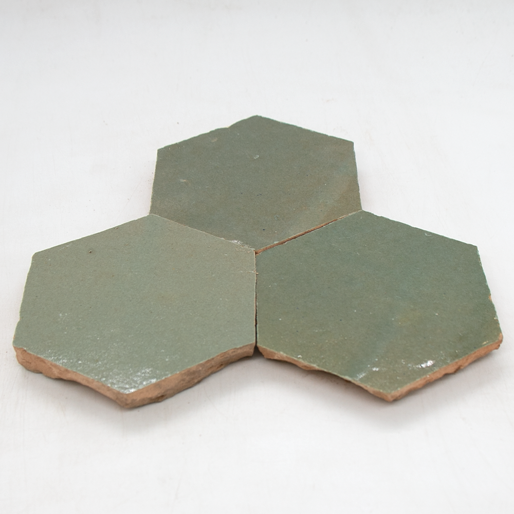 Zellige Vert Gris Hexagone