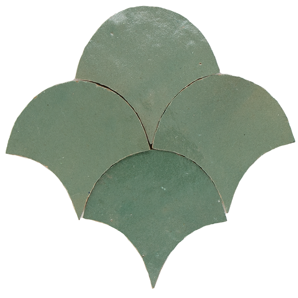 Zellige Vert Gris Poisson Echelles