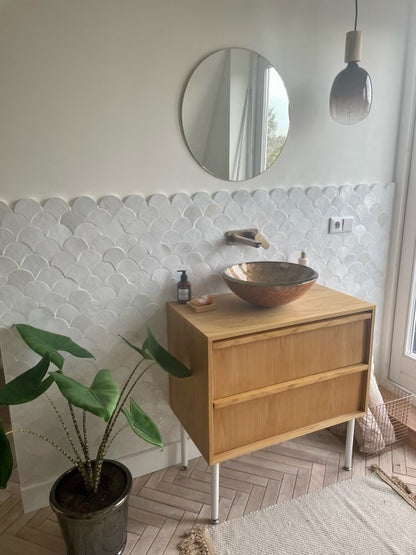 Zellige Neige Blanc Poisson Echelles