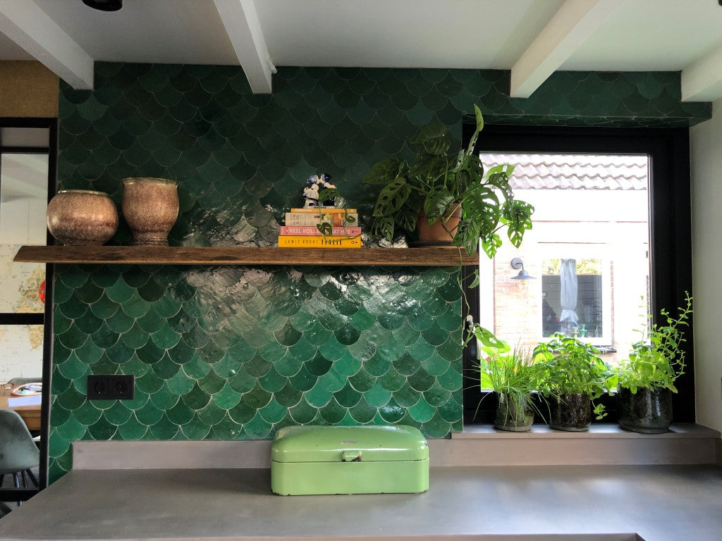 Zellige Vert Foncee Poisson Echelles