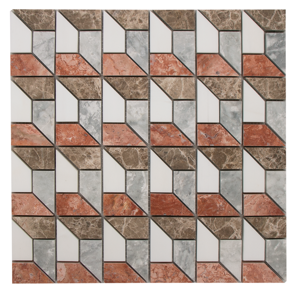 Mosaic 3D Grey Red