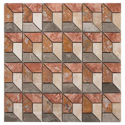 Mosaic 3D Cream Red
