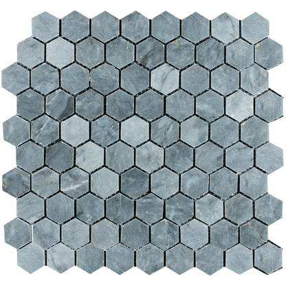 Mosaic Hexagon Plain Blue Stone