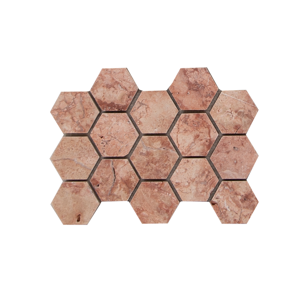 MINI SAM Mosaic Hexagon Plain Red Travertine