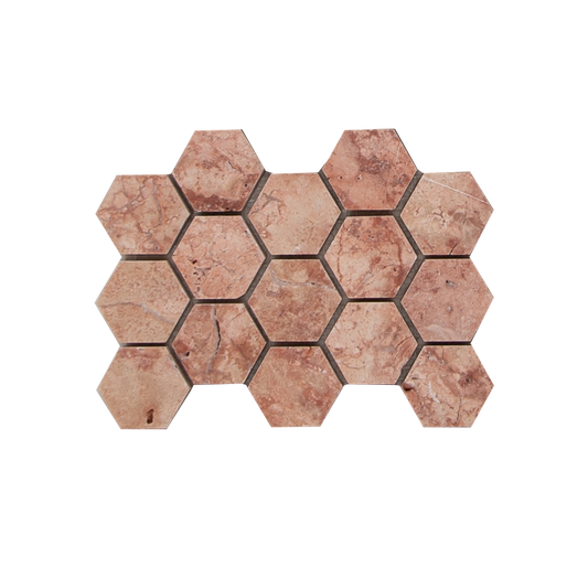 MINI SAM Mosaic Hexagon Plain Red Travertine