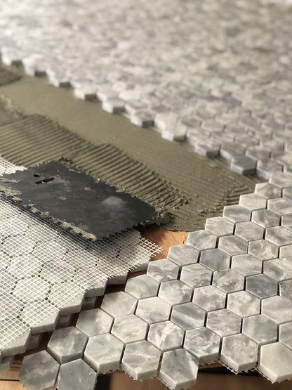 Mosaic Hexagon Plain Silver Shadow