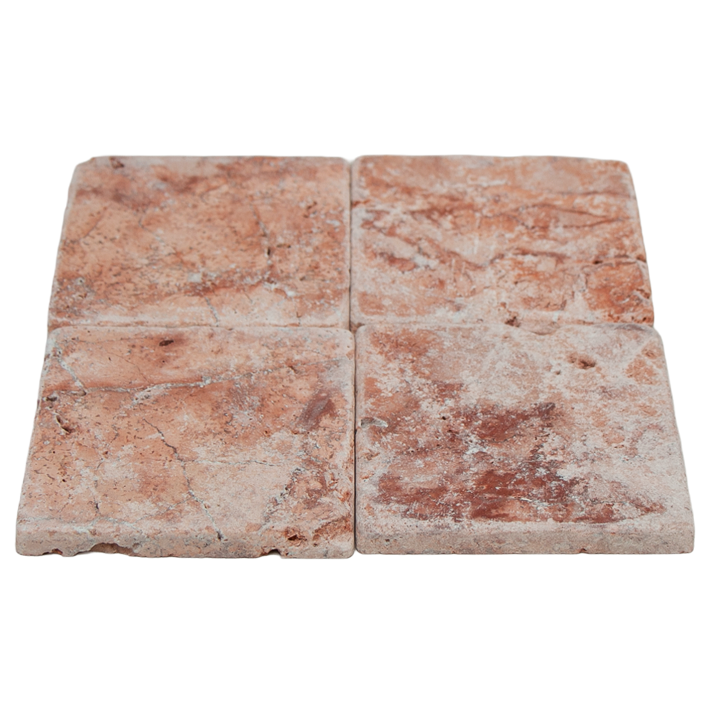 Brick Square 10 Red Travertine