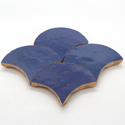 Zellige Bleu Foncee Poisson Echelles