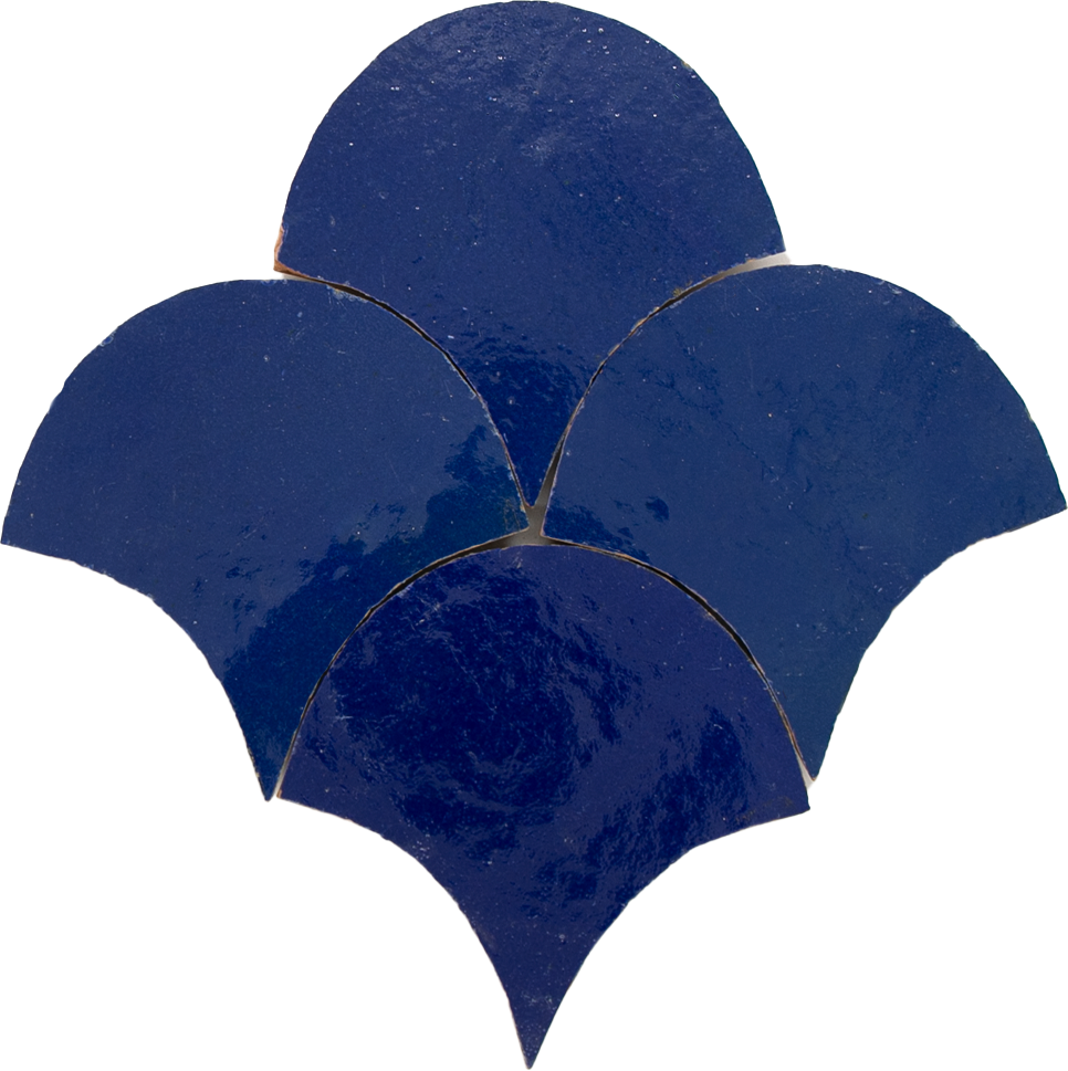 Zellige Bleu Foncee Poisson Echelles