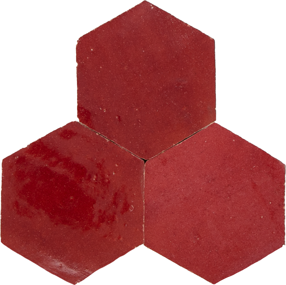 Zellige Bordeaux Rouge Hexagone