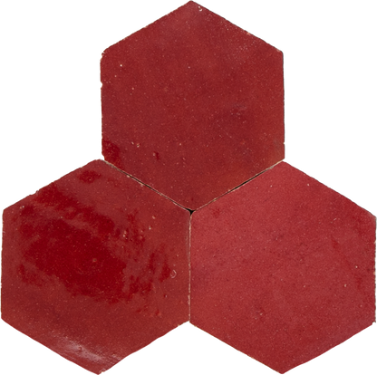 Zellige Bordeaux Rouge Hexagone