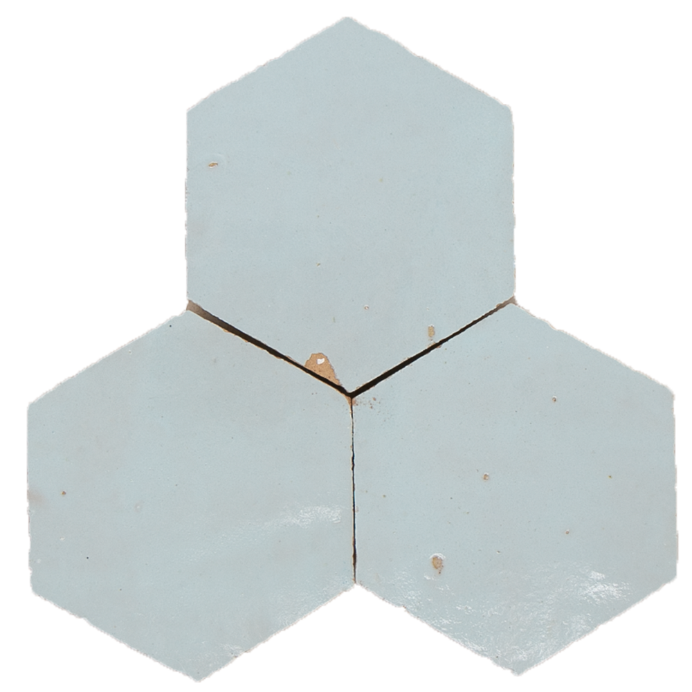 Zellige Glacier Bleu Hexagone