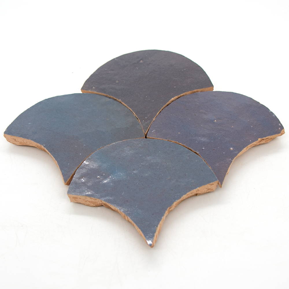 Zellige Gris Aubergine Poisson Echelles