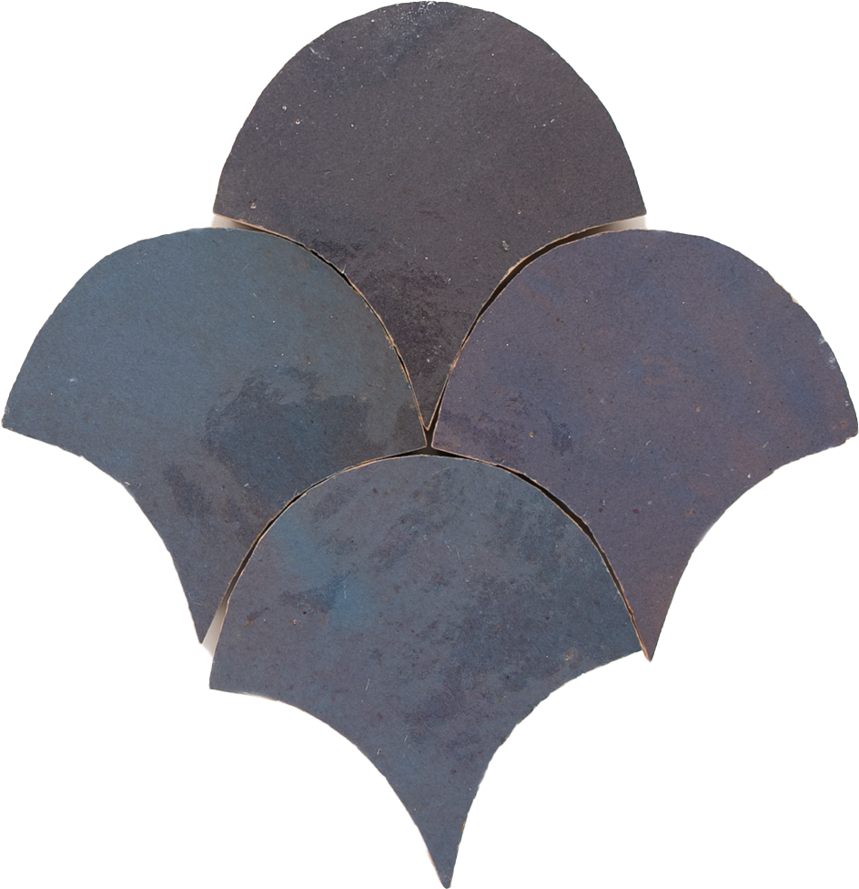 Zellige Gris Aubergine Poisson Echelles