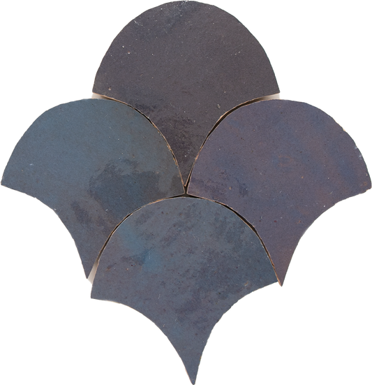 Zellige Gris Aubergine Poisson Echelles