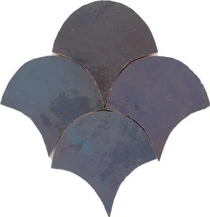 Zellige Gris Aubergine Poisson Echelles