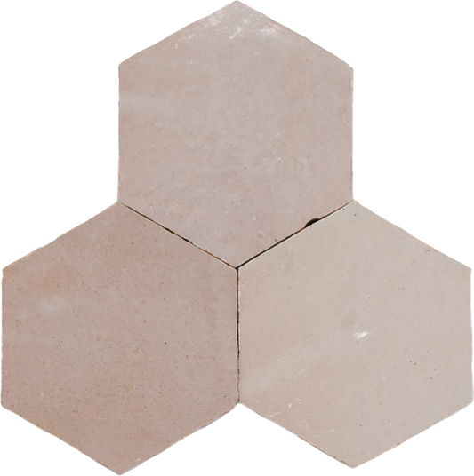Zellige Gris Rose Hexagone