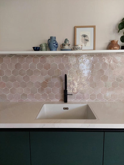 Zellige Gris Rose Hexagone