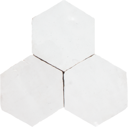 Zellige Neige Blanc Hexagone