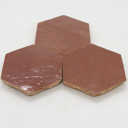 Zellige Rose Rouge Hexagone