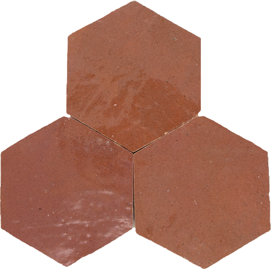 Zellige Rose Rouge Hexagone
