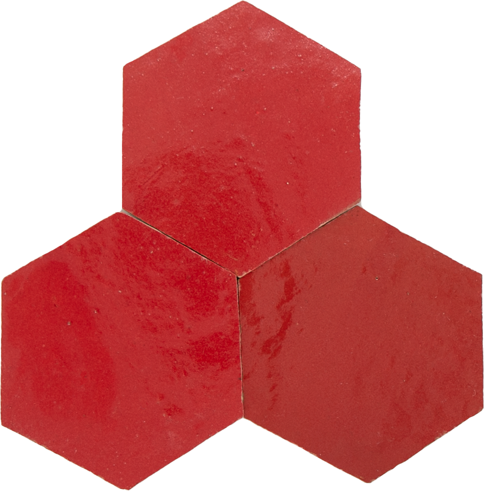 Zellige Rouge Sang Hexagone