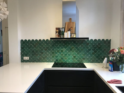 Zellige Vert Foncee Poisson Echelles