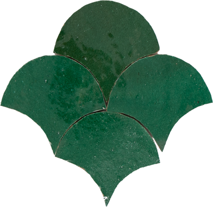 Zellige Vert Foncee Poisson Echelles