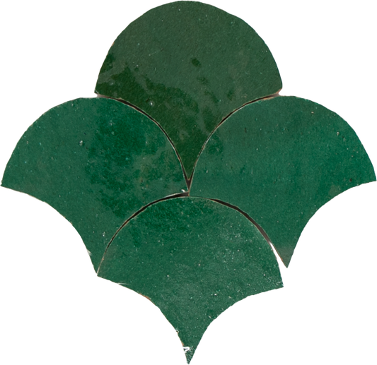 Zellige Vert Foncee Poisson Echelles