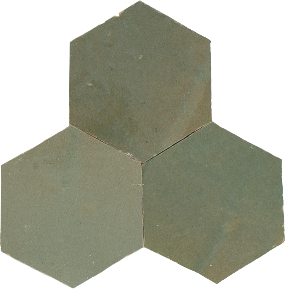 Zellige Vert Gris Hexagone
