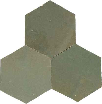 Zellige Vert Gris Hexagone