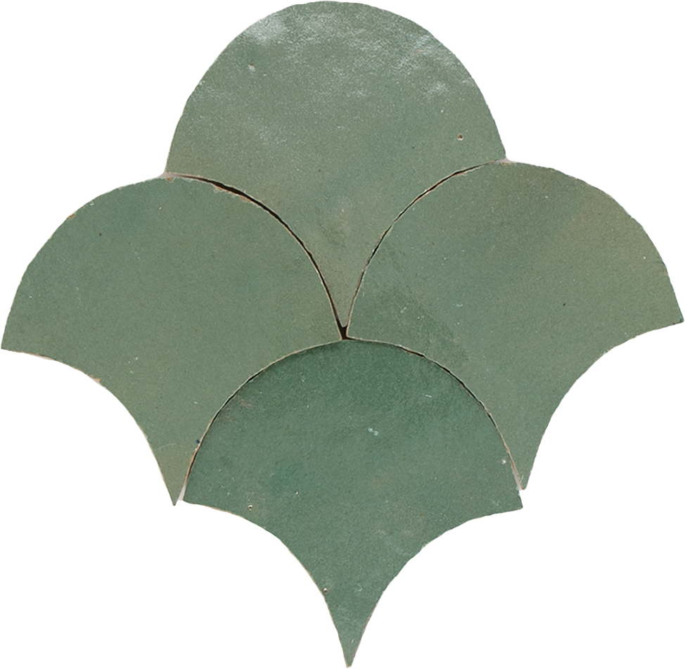 Zellige Vert Gris Poisson Echelles