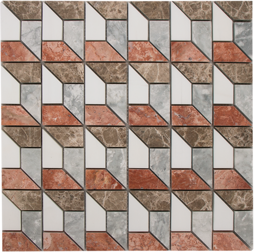 Mosaic 3D Grey Red