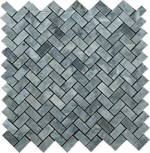 Mosaic Herringbone Blue Stone