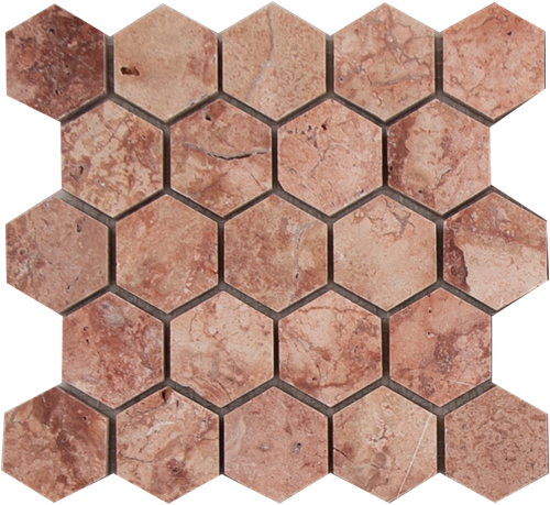 MINI SAM Mosaic Hexagon Plain Red Travertine