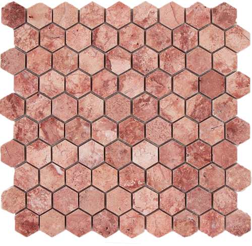 SAM Mosaic Hexagon Plain Red Travertine