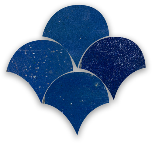 Zellige Bleu Foncee Poisson Echelles 5x5cm