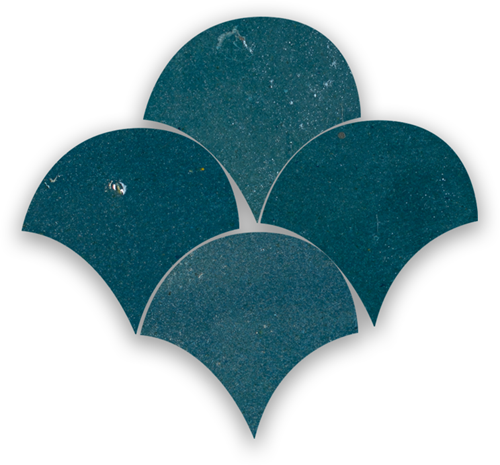 Zellige Bleu Marine Poisson Echelles 5x5cm