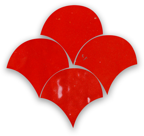 Zellige Rouge Sang Poisson Echelles 5x5cm