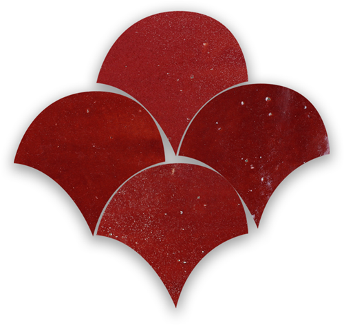 Zellige Rouge Poisson Echelles 5x5cm